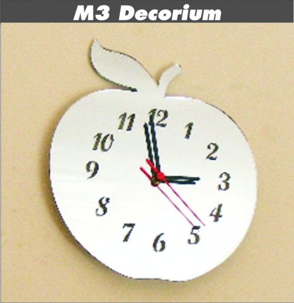 M3 Decorium Elma Dekoratif Ayna Saat ürün görseli 1