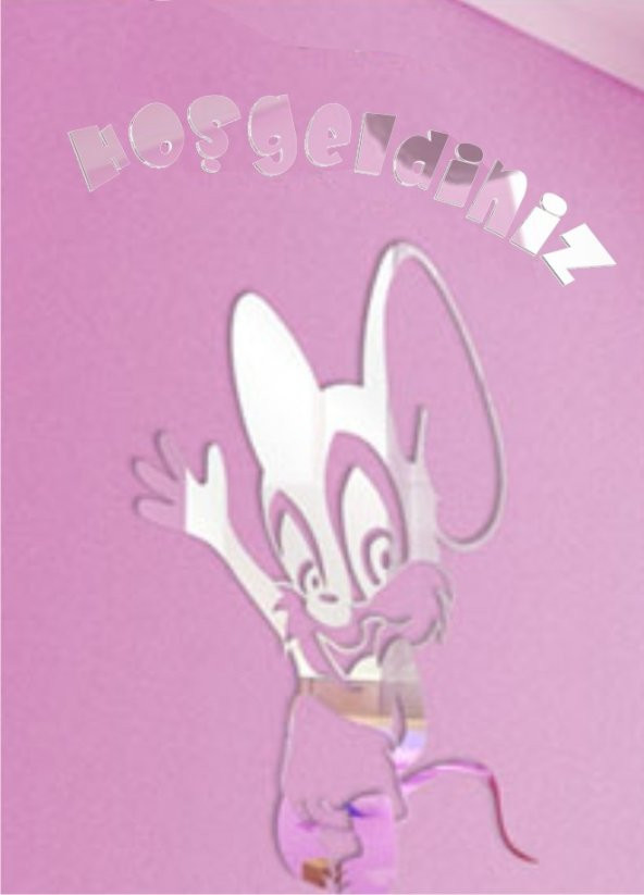 Mickey Miki Miky Mouse Sevimli Fare Hoşgeldiniz Yazılı Dekoratif Kapı Duvar Oda Aynası ürün görseli 1