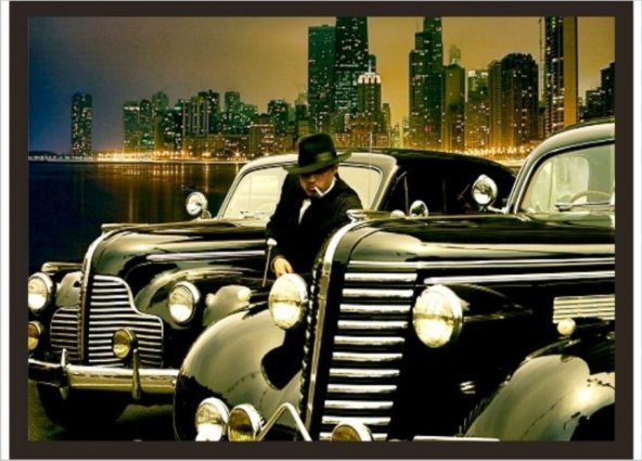 70x100cm Gangaster ve Antika Arabalar Poster Tablo ürün görseli 1