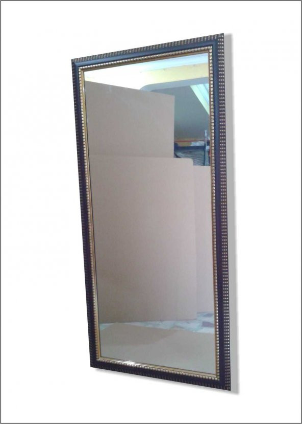110x55cm Ahşap Çerçeveli Yaldızlı Kahverengi Cam Boy Aynası ürün görseli 1