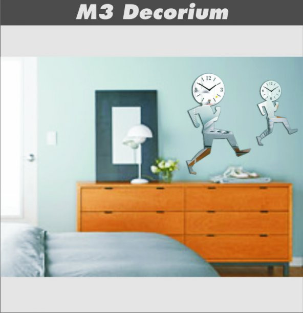 M3 Decorium Koşan Adamlar Saat Dekoratif Ayna ürün görseli 1