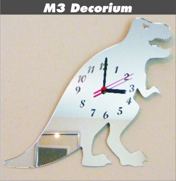 M3 Decorium Dinazor Dekoratif Ayna Saat ürün görseli 1