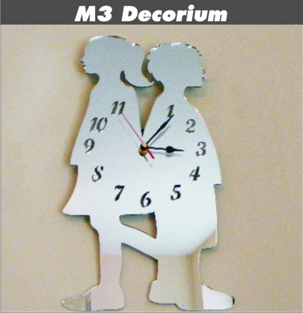 M3Decorium Genç Çiftler Sevgililer Arkadaşlar Dekoratif Ayna Saat ürün görseli 1
