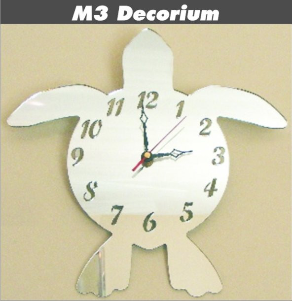 M3 Decorium Kaplumbağa Dekoratif Ayna Saat ürün görseli 1