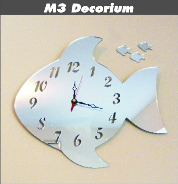 M3 Decorium Balıklar Dekoratif Ayna Saat ürün görseli 1