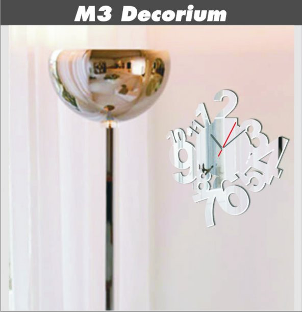 M3 Decorium Rakam Şehri Dekoratif Ayna Saat ürün görseli 1