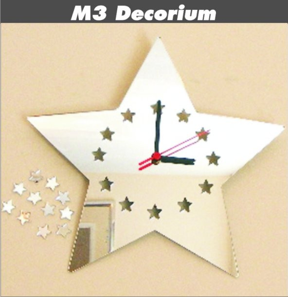 M3 Decorium Stars Dekoratif Ayna Saat ürün görseli 1