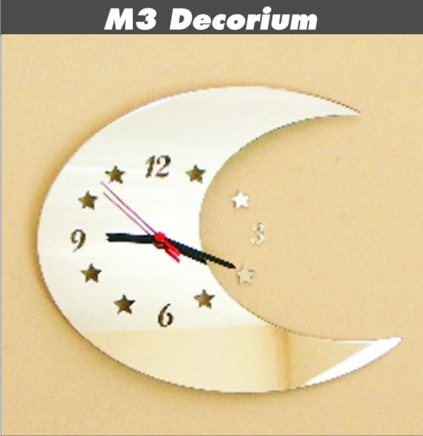 M3 Decorium Aydede Dekoratif Ayna Saat ürün görseli 1