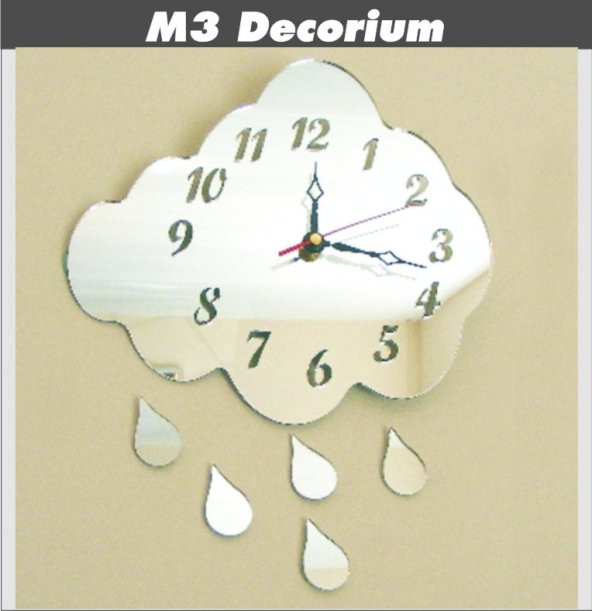 M3 Decorium Bulut Dekoratif Ayna Saat ürün görseli 1