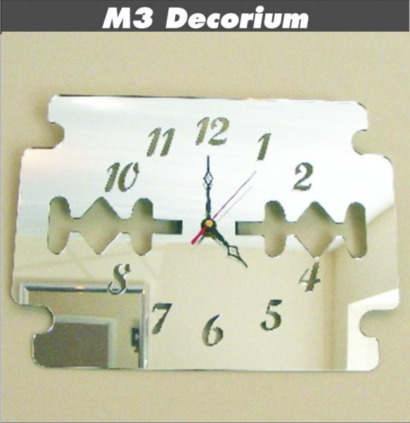 M3 Decorium Kuaför Berber Salonu Jilet Dekoratif Ayna Saat ürün görseli 1