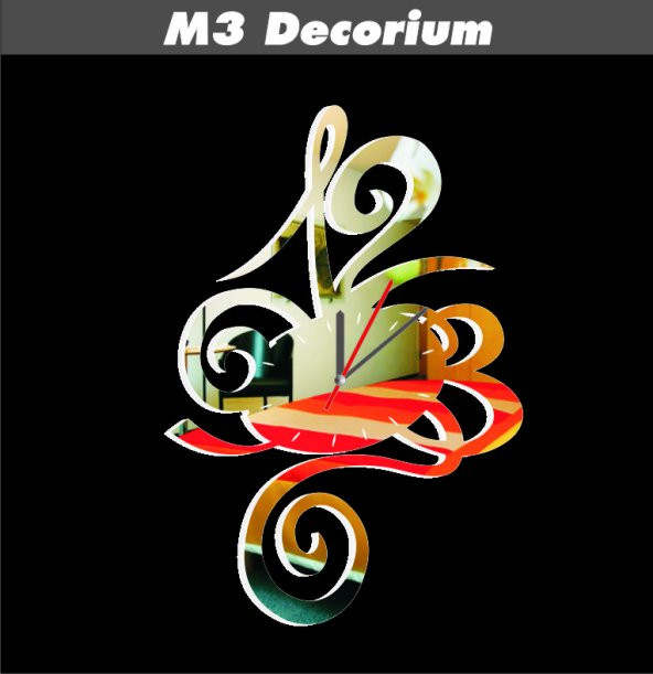 M3 Decorium Müzik Solfej Dekoratif Ayna Saat ürün görseli 1