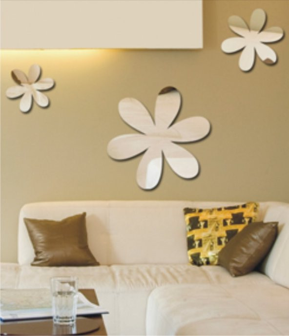 M3 Decorium 3lü Papatya Papatyalar Çiçekler Büyük Dekoratif Ayna ürün görseli 1