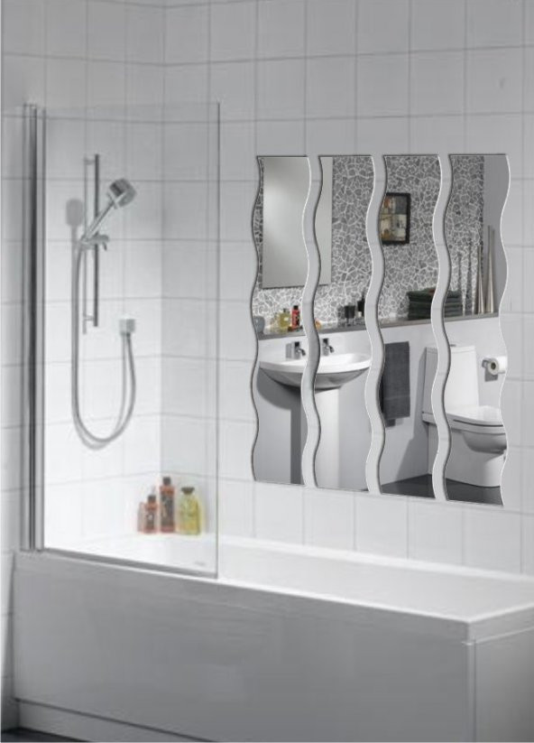 Uzun 4 Parça Dalgalı Boy Banyo Salon Tuvalet Duvar Aynası ürün görseli 1
