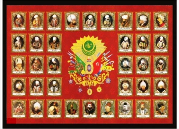 70X100cm İsim ve Portreleriyle Padişahlar Poster Tablo ürün görseli 1
