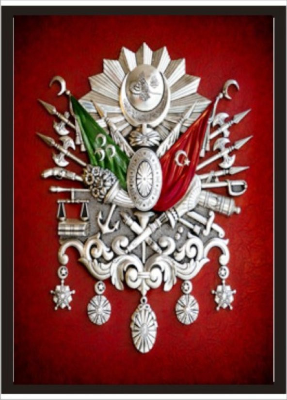 70cmX100cm BordoZemin Osmanlı Arması Ondüla Kartonlu Poster Tablo ürün görseli 1