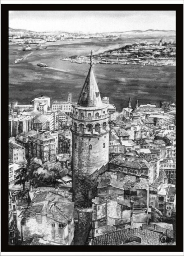 70x100cm Galata Kulesi ve Haliç Poster Tablo ürün görseli 1