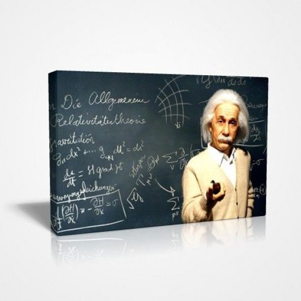 45x30 cm Albert Einstein Karatahtada Ders Anlatırken Canvas Tablo ürün görseli 1