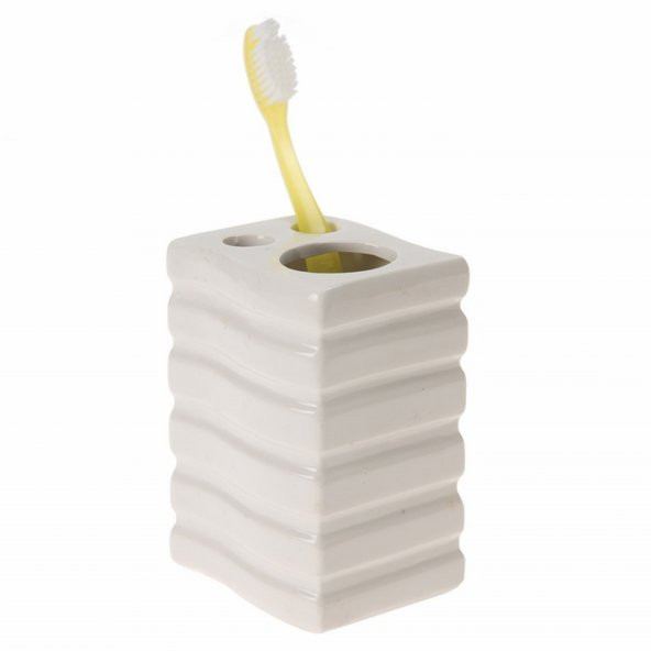 LY-J46B SERAMİK DİŞ FIRÇALIK KARE ÇİZGİLİ MODEL 8X6X11CM ürün görseli 1