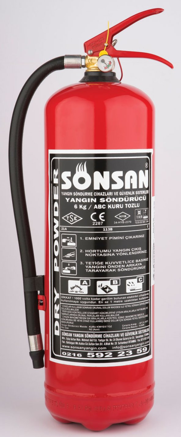 SÖNSAN KURU KİMYEVİ TOZLU YANGIN SÖNDÜRME CİHAZI (6 KG) ürün görseli 1