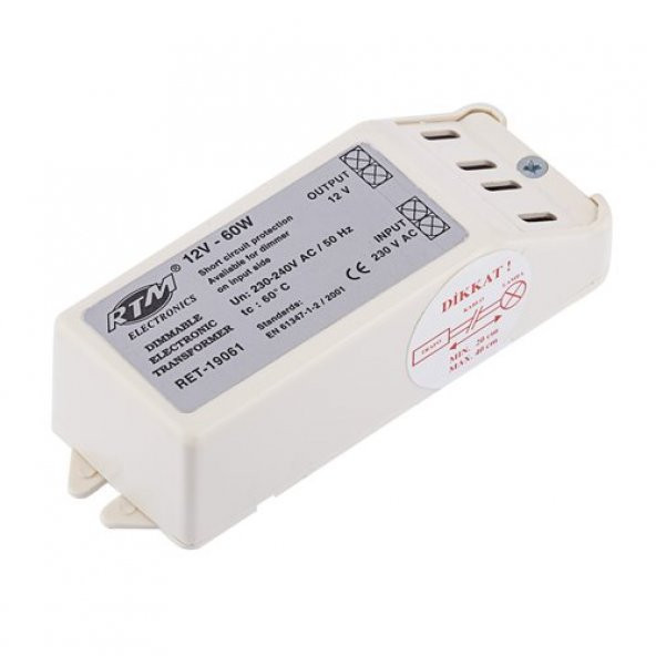 Elektronik Trafo 12 Volt 20-60 Watt Ret-19060 ürün görseli 1