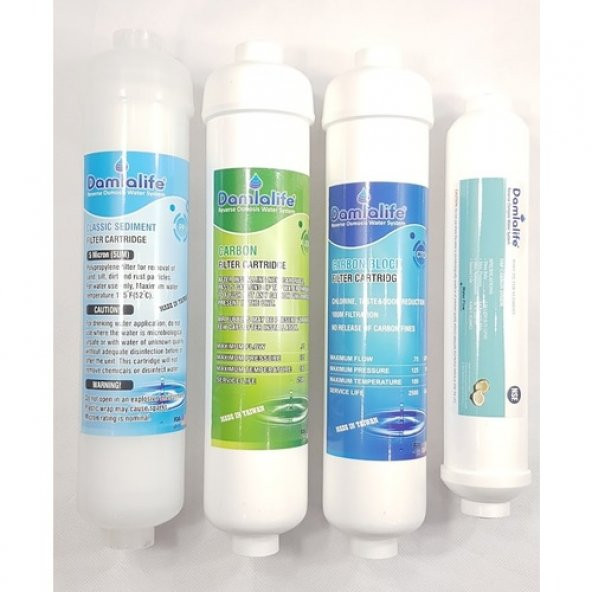 Damlalife 4 Lü Su Arıtma Cihazı Inline Filtre Seti ürün görseli 1