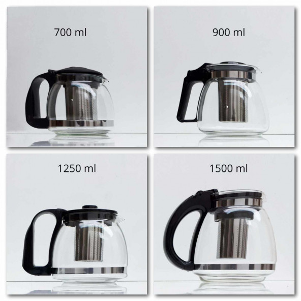 Süzgeçli Cam Demlik 700 900 1250 1500 ml Tea Pot Çaydanlık ürün görseli 1