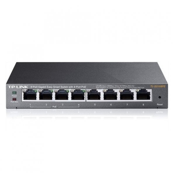 TP-LINK TL-SG108PE 8PORT 10/100/1000 YÖNETİLEBİLİR POE SWITCH ürün görseli 1