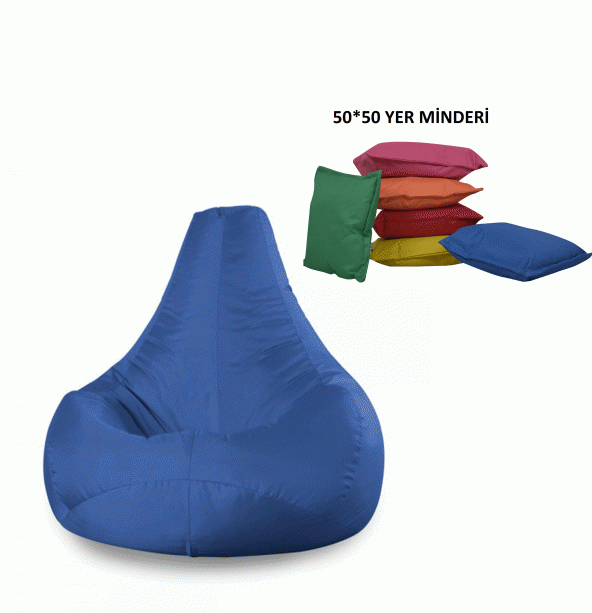 50*50 YER MİNDERİ HEDİYELİ DAMLA ARMUT KOLTUK MAVİ ürün görseli 1