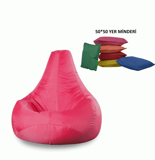 50*50 YER MİNDERİ HEDİYELİ DAMLA ARMUT KOLTUK PEMBE ürün görseli 1