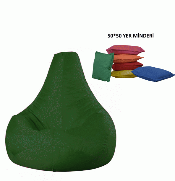 50*50 YER MİNDERİ HEDİYELİ DAMLA ARMUT KOLTUK YEŞİL ürün görseli 1