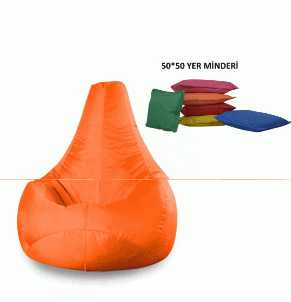 50*50 YER MİNDERİ HEDİYELİ DAMLA ARMUT KOLTUK TURUNCU ürün görseli 1