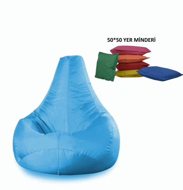 50*50 YER MİNDERİ HEDİYELİ DAMLA ARMUT KOLTUK TURKUAZ ürün görseli 1
