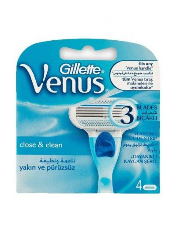Gillette Venus Close&clean 3 Bıçaklı 4 Adet Yedek Başlık ürün görseli 1