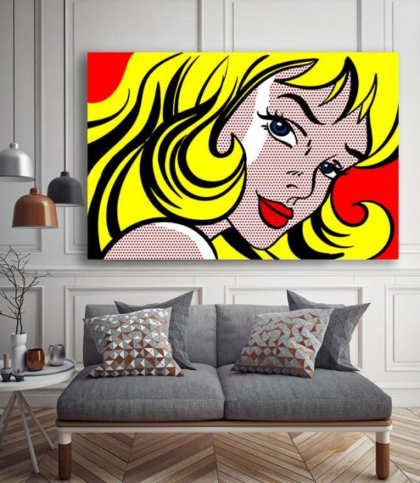Pop-Art Kadın - Pop Art Kanvas Tablo - Resim 3