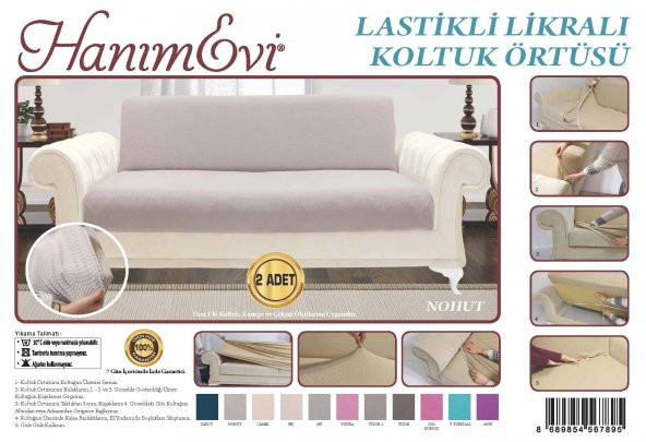 EVNEŞE LASTİKLİ LİKRALI KANEPE ÖRTÜSÜ.ÇANTA İÇİNDE 2 ÜRÜN BULUNUR - Resim 3
