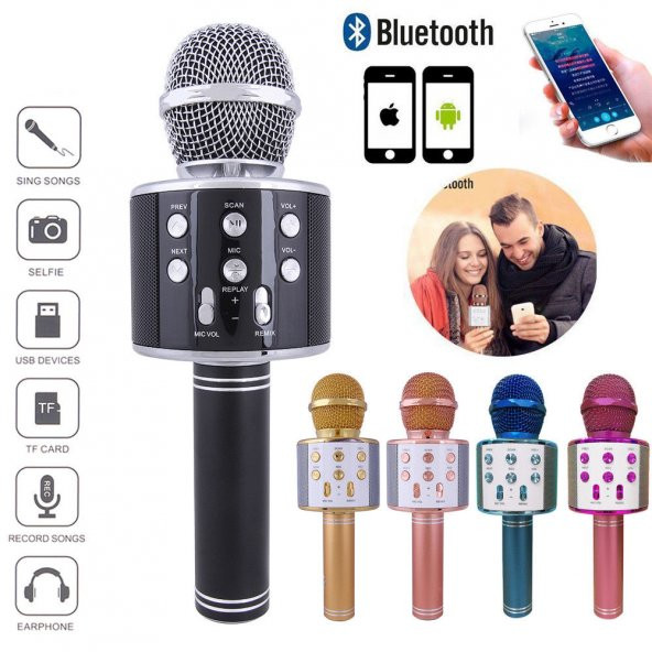 Sihirli Karaoke Mikrofon Bluetooth Sd Card Mikrofonu - Resim 10