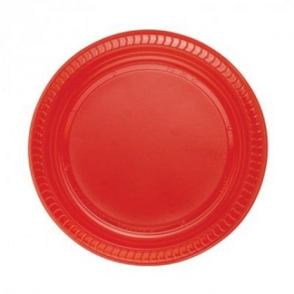 Plastik Tabak Kırmızı 22 cm 25 adet ürün görseli 1