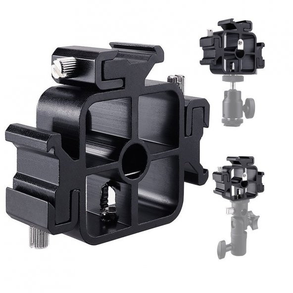 Tripod veya Işık Standı İçin 3 Flaş Sabitleme Adaptörü ürün görseli 1