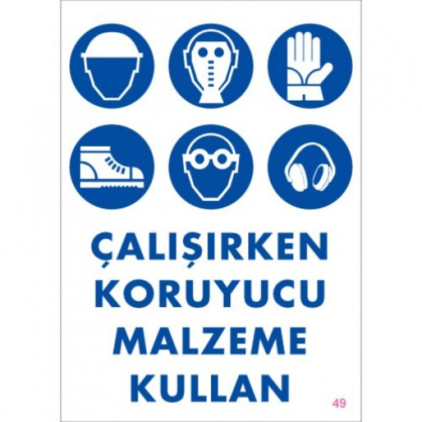 SÖNSAN UYARI LEVHALARI "ÇALIŞIRKEN KORUYUCU MALZEME KULLAN" PVC 25*35 ürün görseli 1