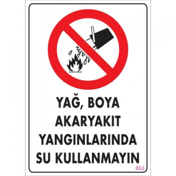 SÖNSAN UYARI LEVHALARI YAĞ, BOYA AKARYAKIT YANGINLARINDA SU KULLANMAYIN PVC 25*35 ürün görseli 1