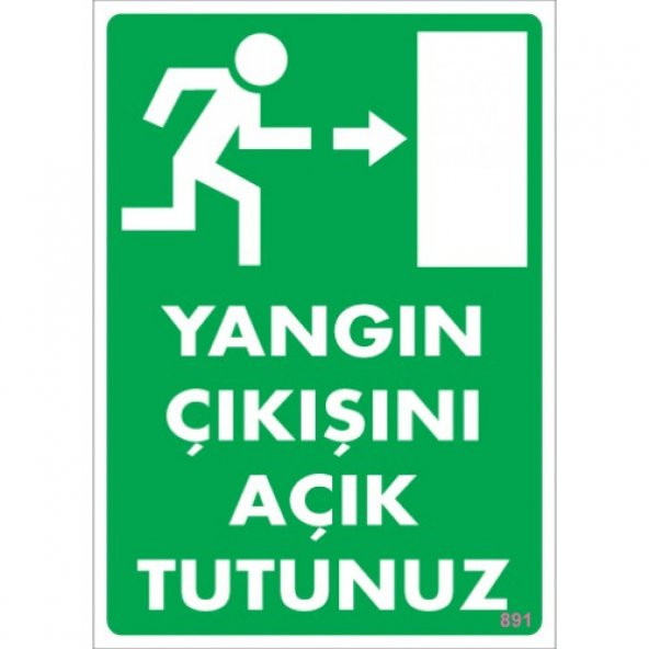 SÖNSAN UYARI LEVHALARI- YANGIN ÇIKIŞINI AÇIK TUTUNUZ -PVC 25x35 ürün görseli 1