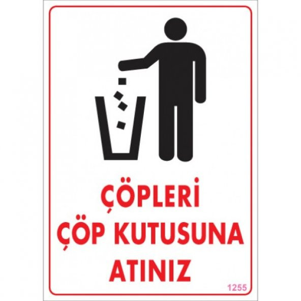 UYARI LEVHALARI -ÇÖPLERİ ÇÖP KUTUSUNA ATINIZ- PVC LEVHA 25X35 CM ürün görseli 1