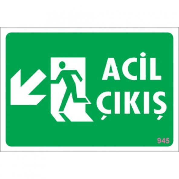 SÖNSAN UYARI LEVHALARI -ACİL ÇIKIŞ - SOL AŞAĞI  PVC 17,5-25 ürün görseli 1