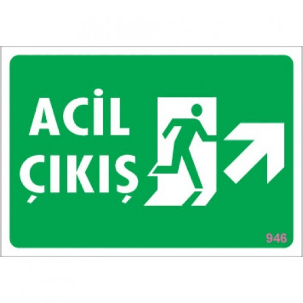 SÖNSAN UYARI LEVHALARI--ACİL ÇIKIŞ - SAĞ YUKARI- PVC 17,5-25 ürün görseli 1