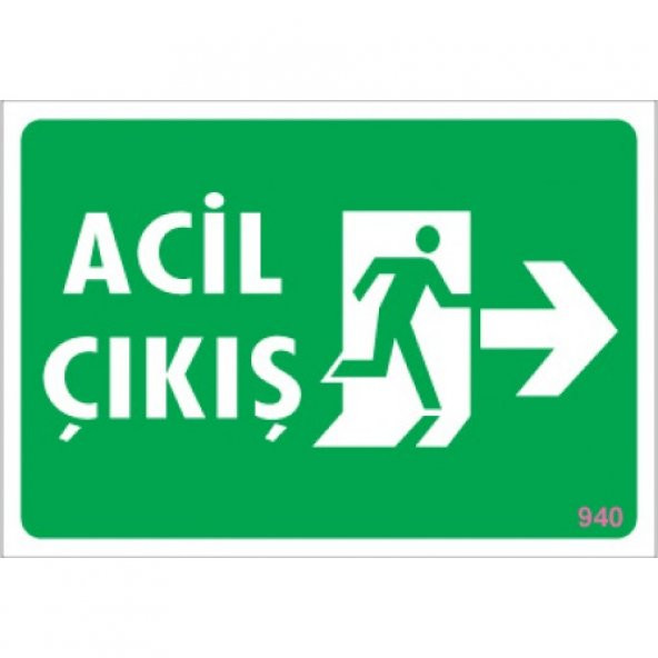SÖNSAN UYARI LEVHALARI  ACİL ÇIKIŞ - SAĞ   PVC 17,5-25 ürün görseli 1