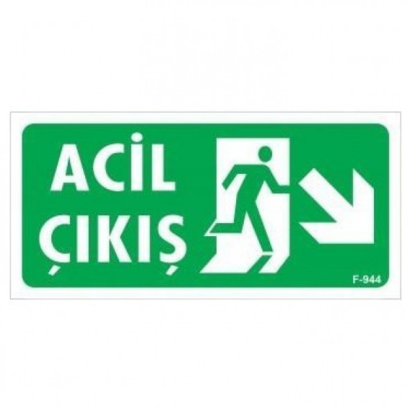 SÖNSAN UYARI LEVHALARI ACİL ÇIKIŞ SAĞ AŞAĞI  17,5-25 CM PVC ürün görseli 1