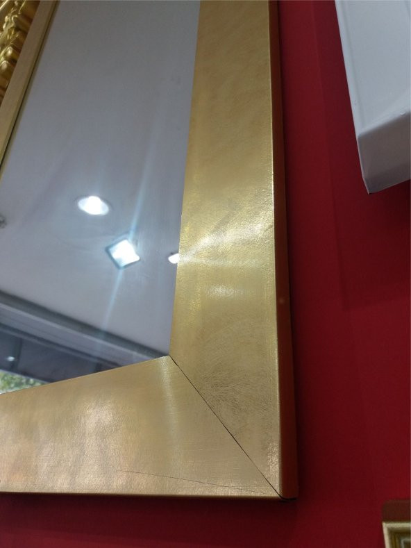 Büyük 124x64cm Altın Yaldız Salon Antre Komodin Etajer Boy Aynası ürün görseli 1