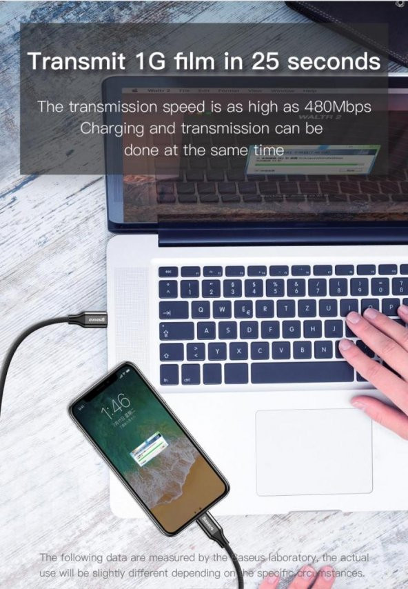 Baseus Yiven Type-C to İphone 1M Bir Ucu Type c Bir Ucu İphone - Resim 8