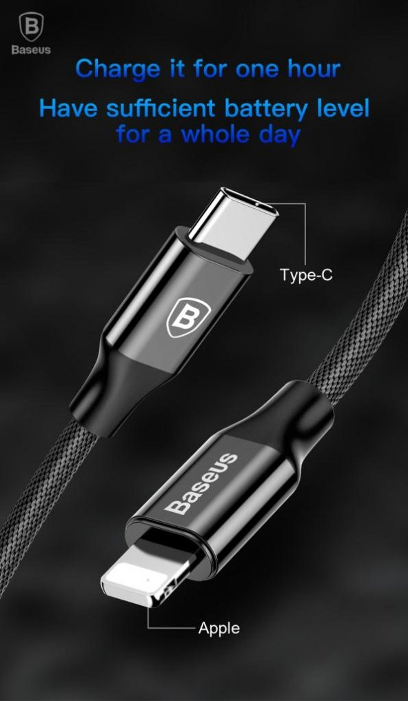 Baseus Yiven Type-C to İphone 1M Bir Ucu Type c Bir Ucu İphone - Resim 9
