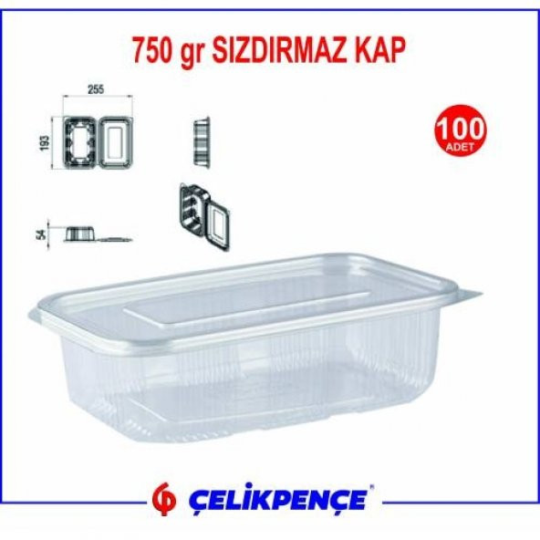 750 gr. Plastik Sızdırmaz Kap 100 Adet - Resim 2